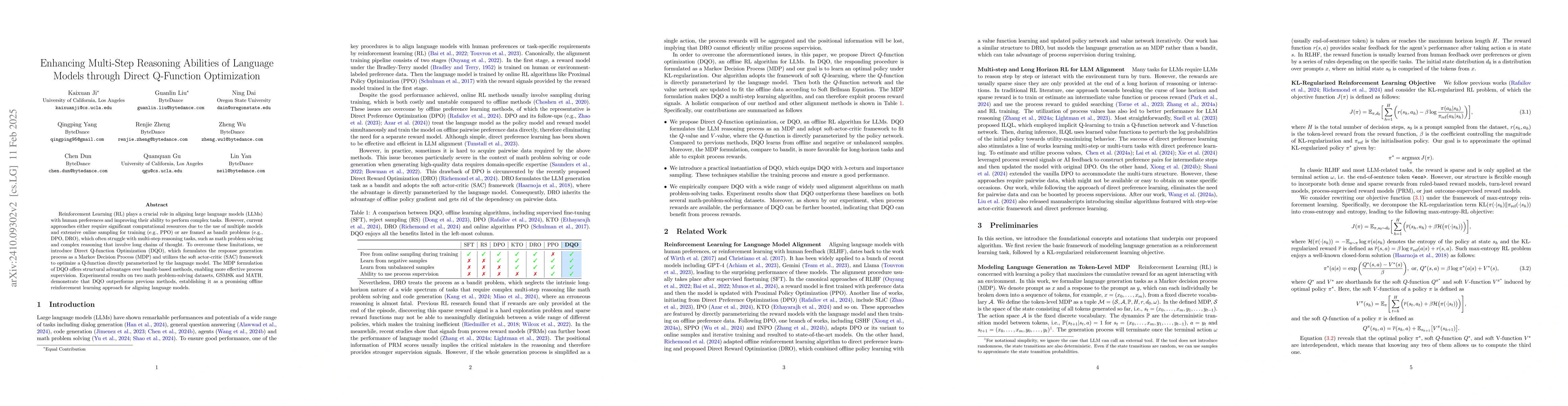 Thumbnail for Enhancing Multi-Step Reasoning Abilities of Language Models through
  Direct Q-Function Optimization