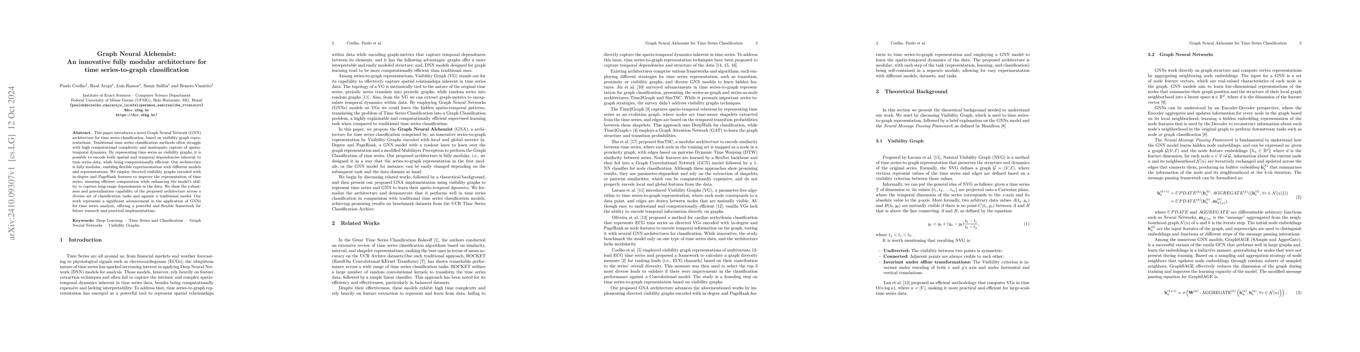 Thumbnail for Graph Neural Alchemist: An innovative fully modular architecture for
  time series-to-graph classification