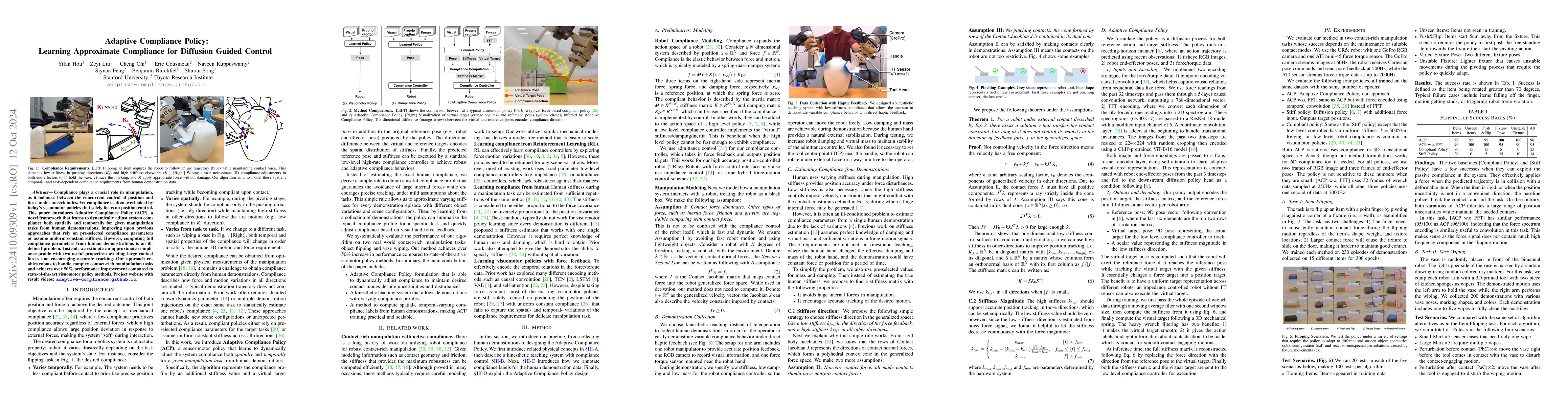 Thumbnail for Adaptive Compliance Policy: Learning Approximate Compliance for
  Diffusion Guided Control