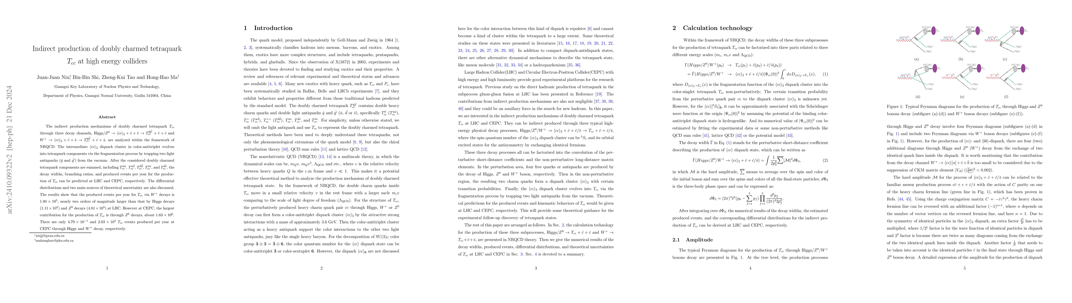 Thumbnail for Indirect production of doubly charmed tetraquarks $T_{cc}$ at high
  energy colliders