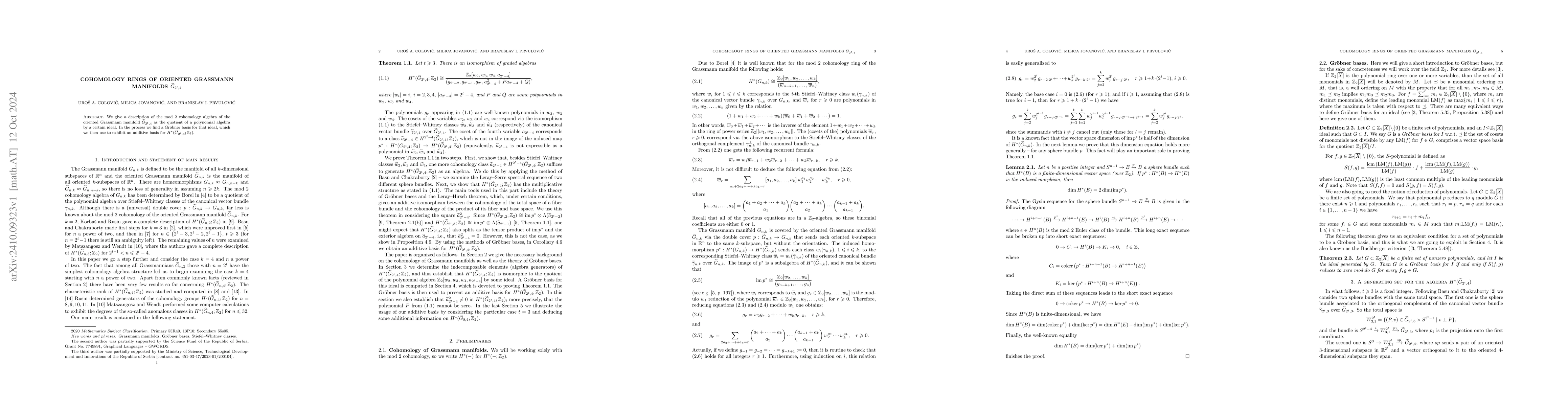 Thumbnail for Cohomology rings of oriented Grassmann manifolds $\widetilde G_{2^t,4}$