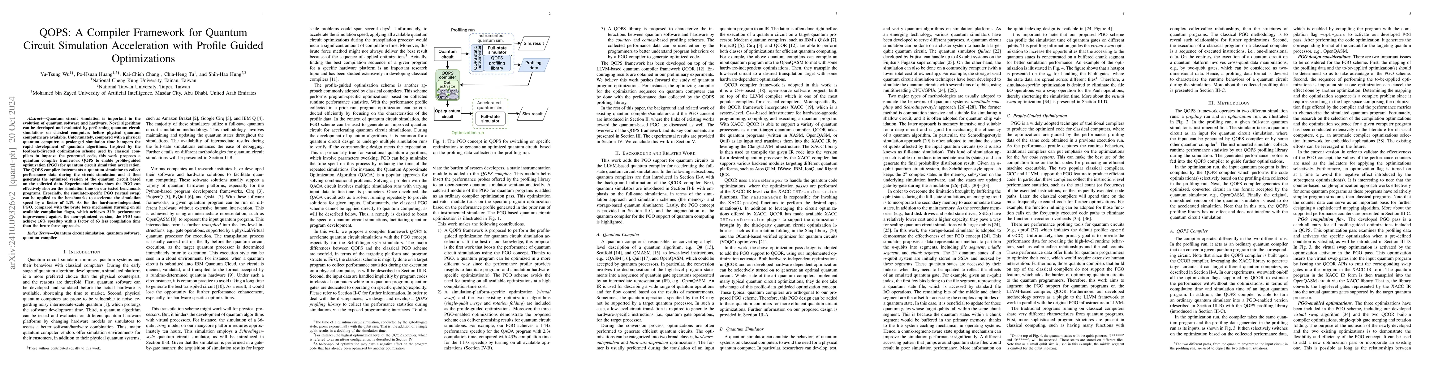 Thumbnail for QOPS: A Compiler Framework for Quantum Circuit Simulation Acceleration
  with Profile Guided Optimizations