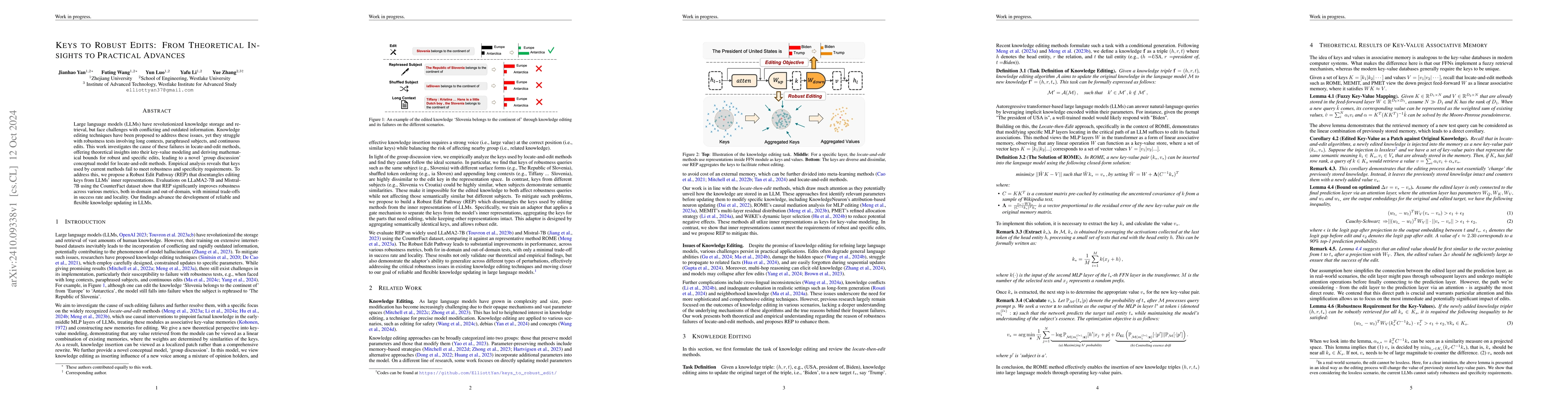 Thumbnail for Keys to Robust Edits: from Theoretical Insights to Practical Advances
