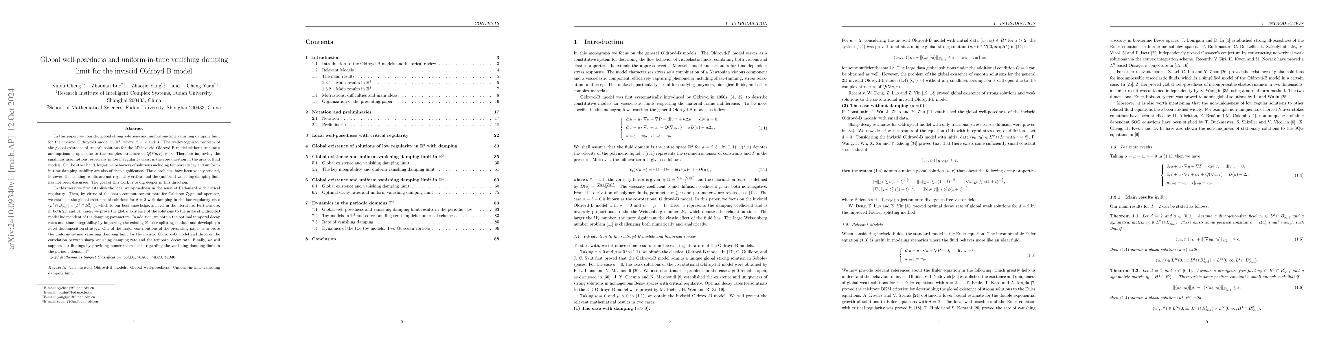 Thumbnail for Global well-posedness and uniform-in-time vanishing damping limit for
  the inviscid Oldroyd-B model