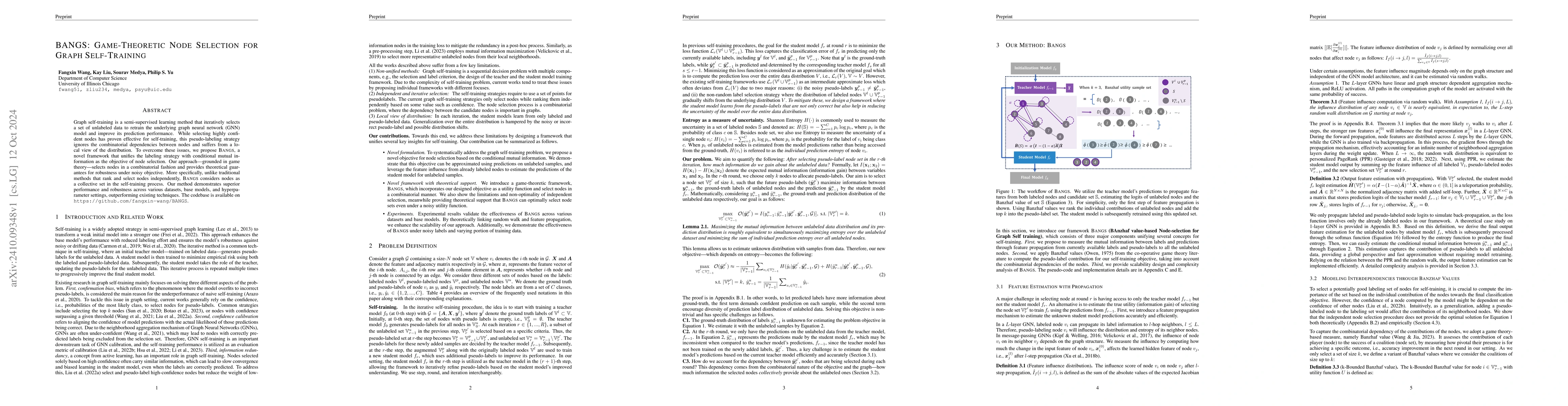 Thumbnail for BANGS: Game-Theoretic Node Selection for Graph Self-Training