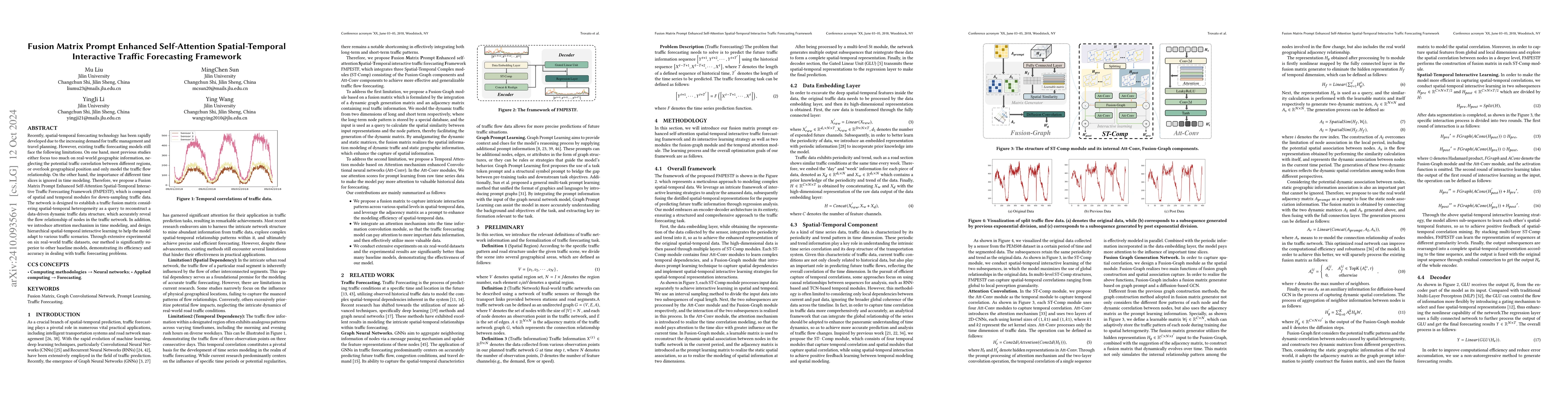 Thumbnail for Fusion Matrix Prompt Enhanced Self-Attention Spatial-Temporal
  Interactive Traffic Forecasting Framework