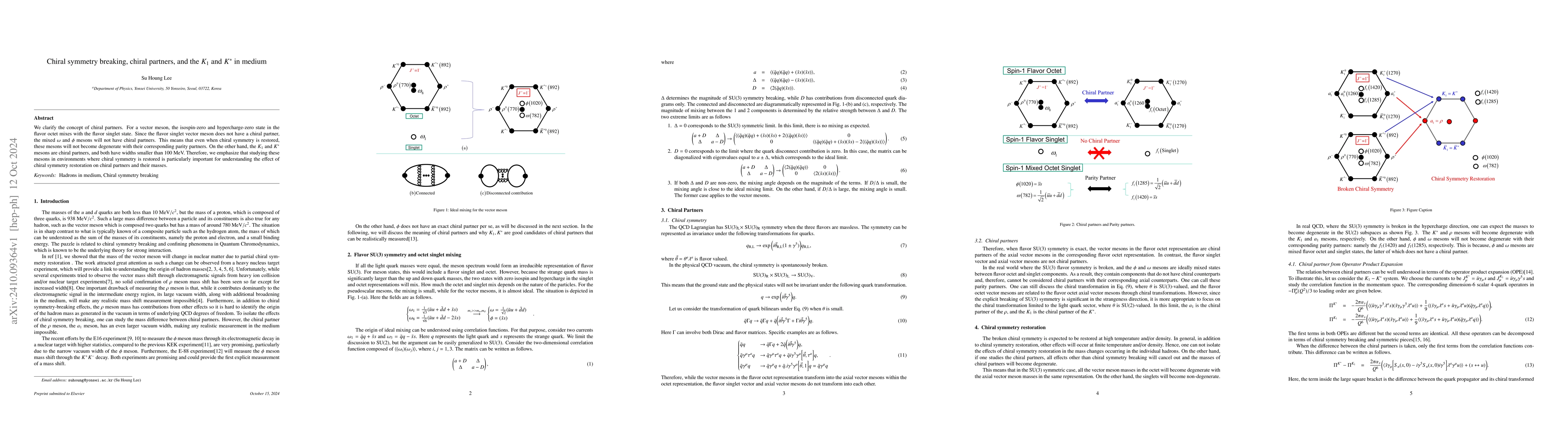 Thumbnail for Chiral symmetry breaking, chiral partners, and the $K_1$ and $K^*$ in
  medium