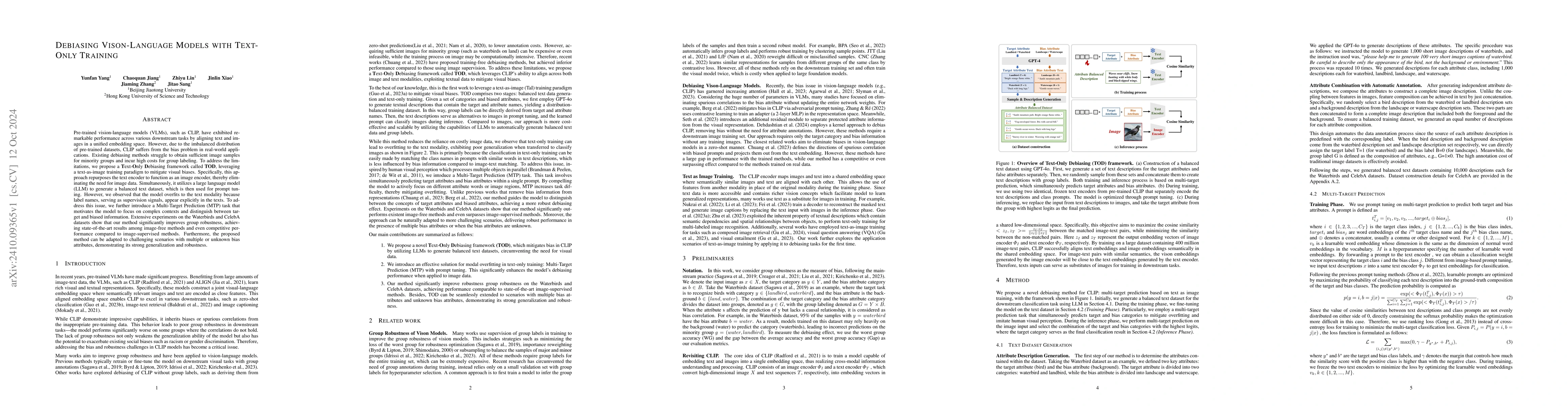 Thumbnail for Debiasing Vison-Language Models with Text-Only Training
