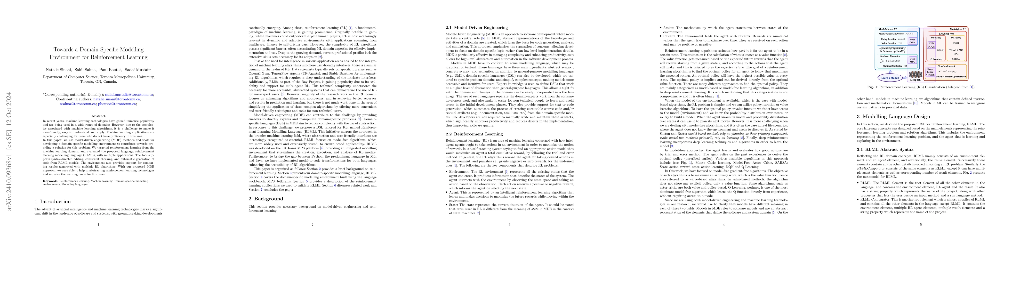 Thumbnail for Towards a Domain-Specific Modelling Environment for Reinforcement
  Learning