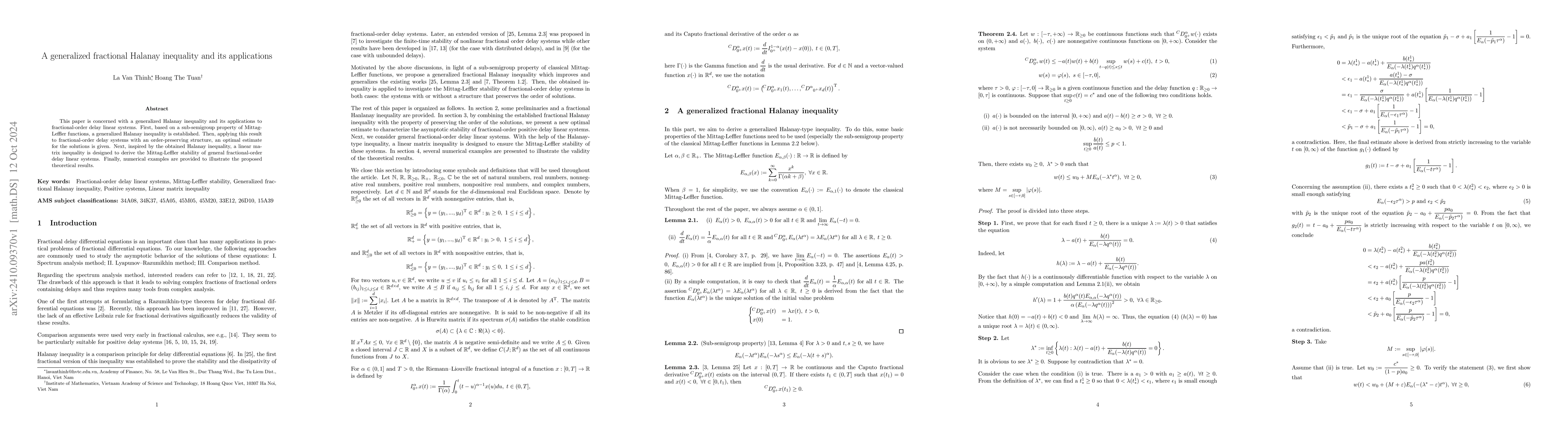 Thumbnail for A generalized fractional Halanay inequality and its applications