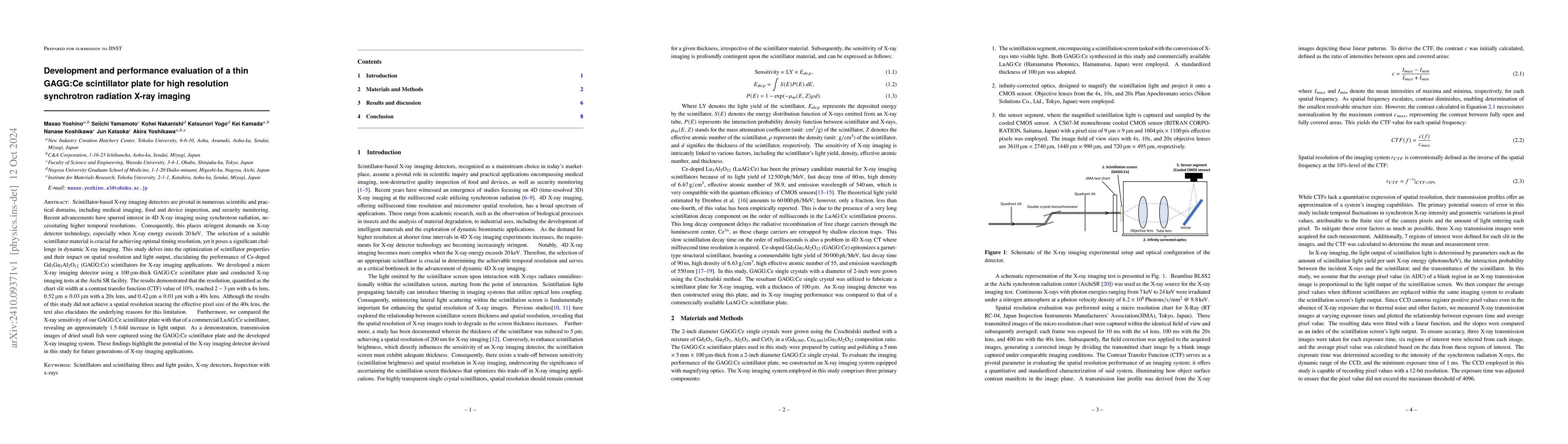 Thumbnail for Development and performance evaluation of a thin GAGG:Ce scintillator
  plate for high resolution synchrotron radiation X-ray imaging