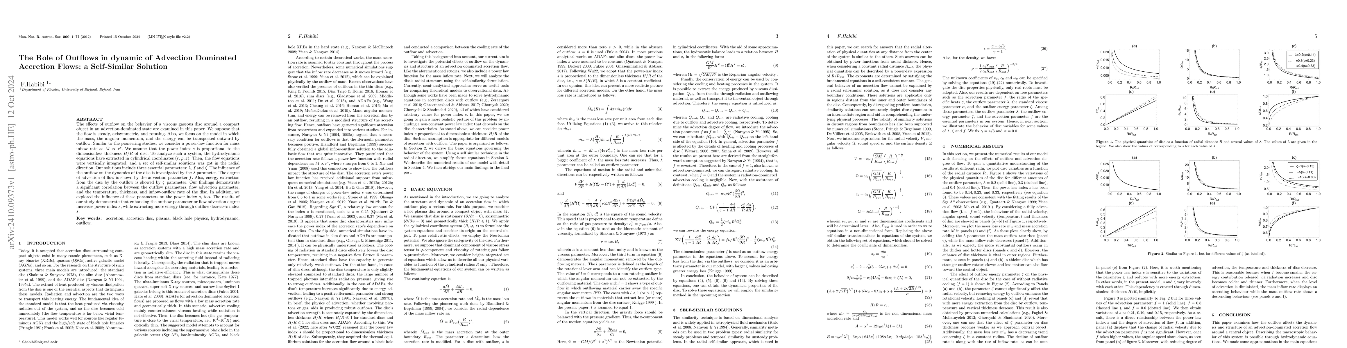 Thumbnail for The Role of Outflows in dynamic of Advection Dominated Accretion Flows:
  a Self-Similar Solution