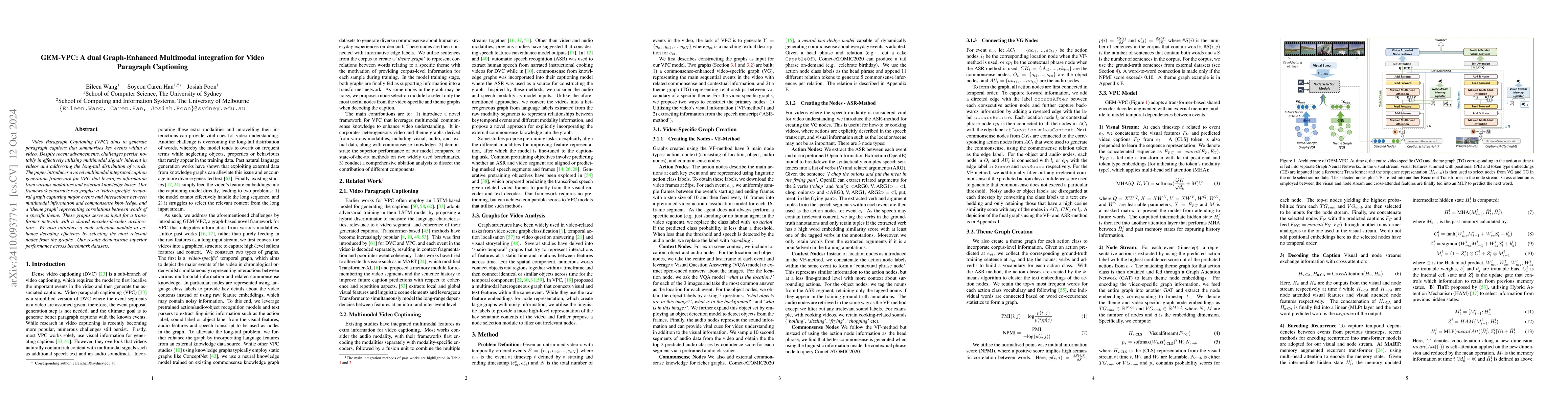 Thumbnail for GEM-VPC: A dual Graph-Enhanced Multimodal integration for Video
  Paragraph Captioning