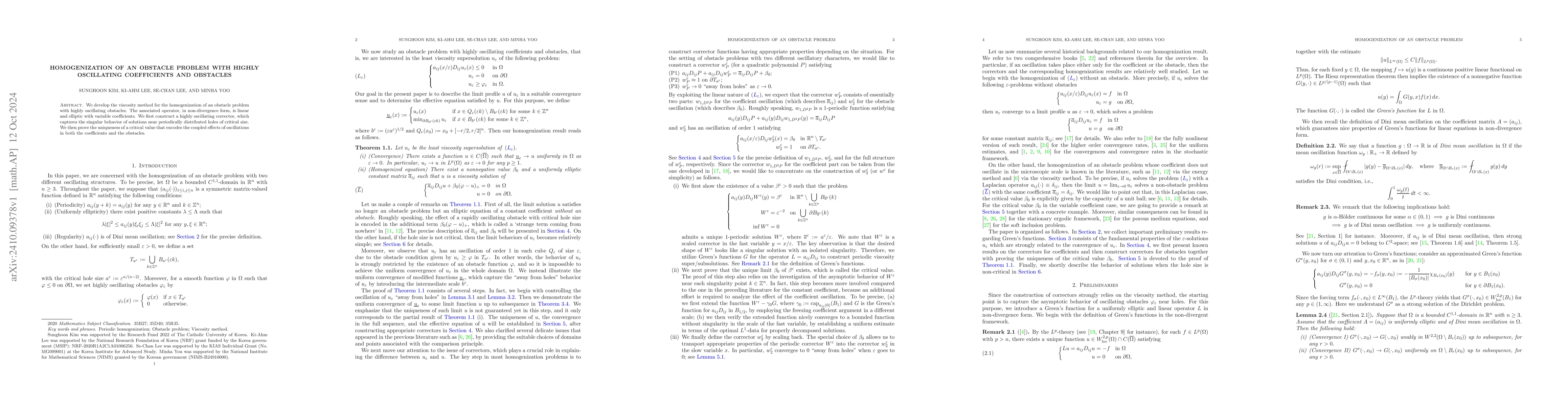 Thumbnail for Homogenization of an obstacle problem with highly oscillating
  coefficients and obstacles