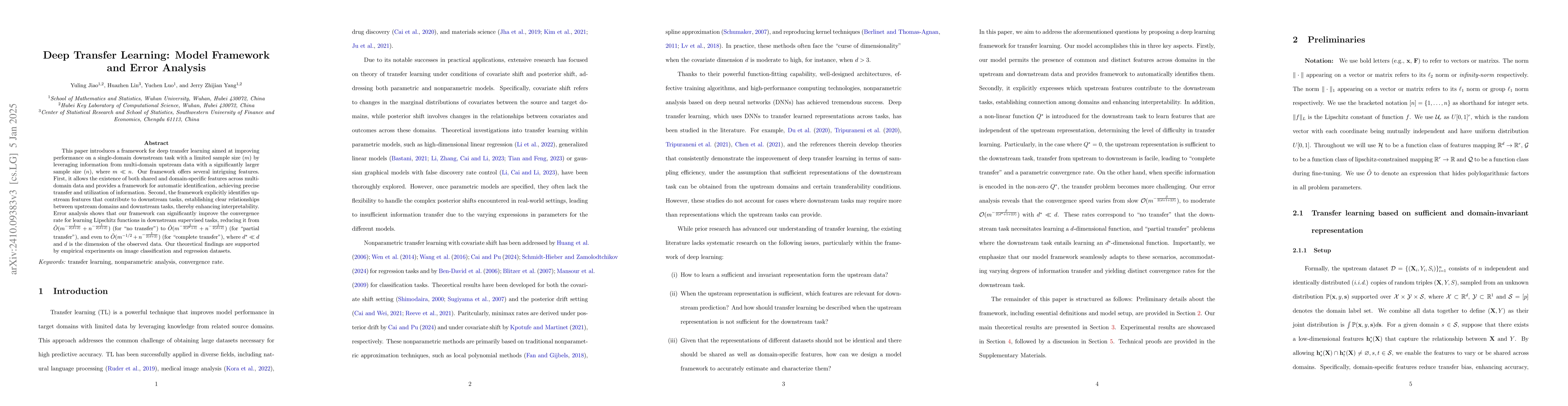 Thumbnail for Deep Transfer Learning: Model Framework and Error Analysis