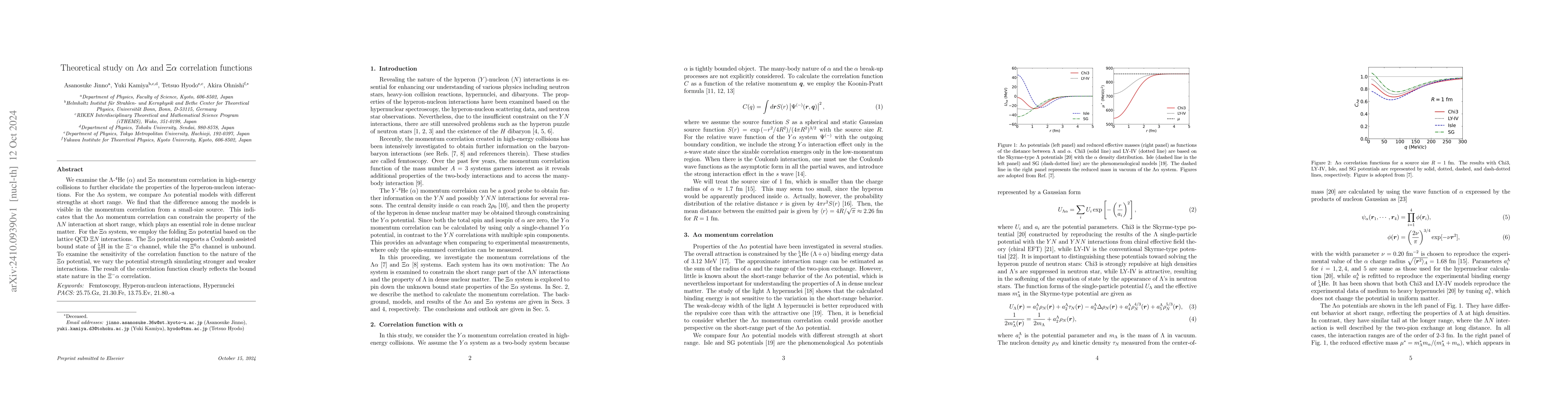 Thumbnail for Theoretical study on $Λα$ and $Ξα$ correlation
  functions