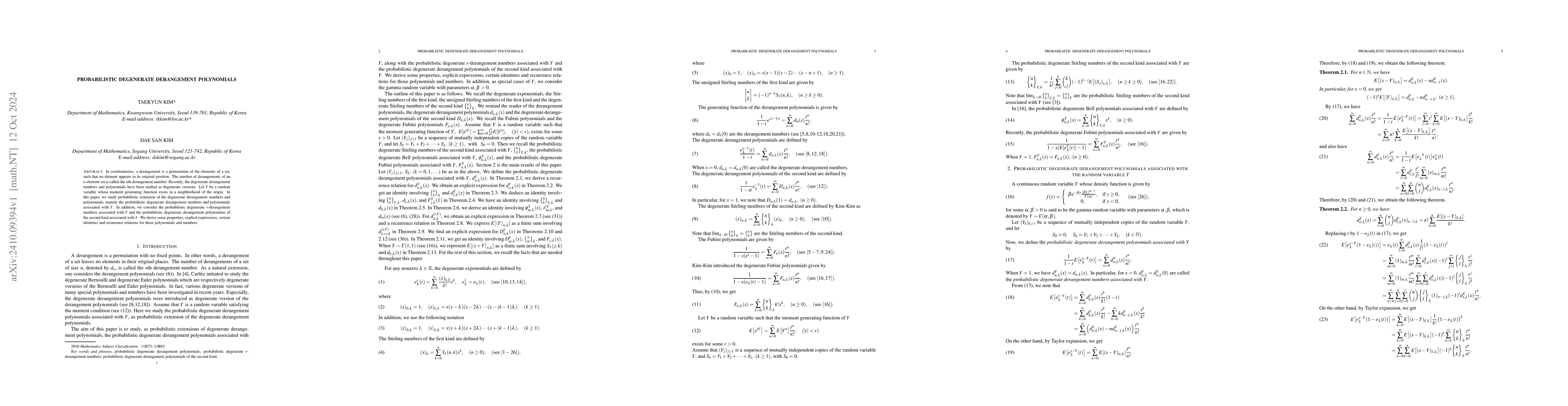 Thumbnail for Probabilistic degenerate derangement polynomials
