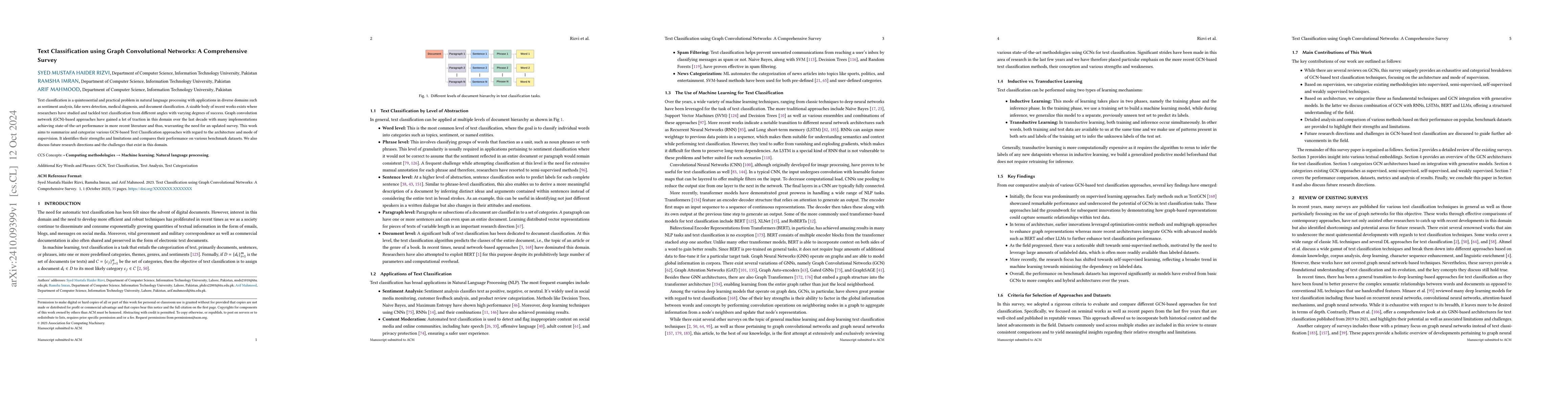 Thumbnail for Text Classification using Graph Convolutional Networks: A Comprehensive
  Survey