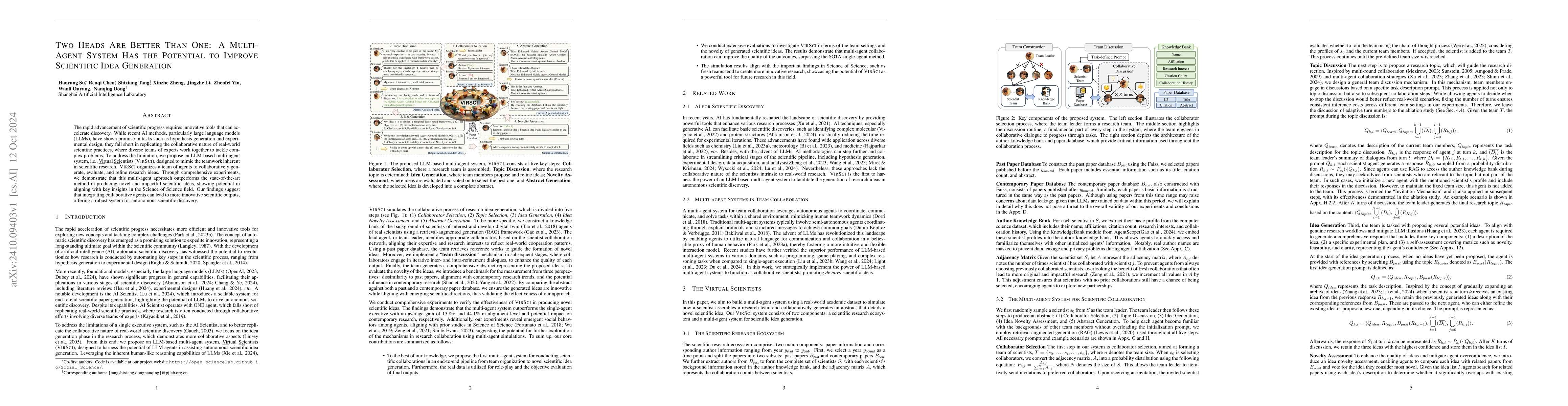 Thumbnail for Two Heads Are Better Than One: A Multi-Agent System Has the Potential to
  Improve Scientific Idea Generation