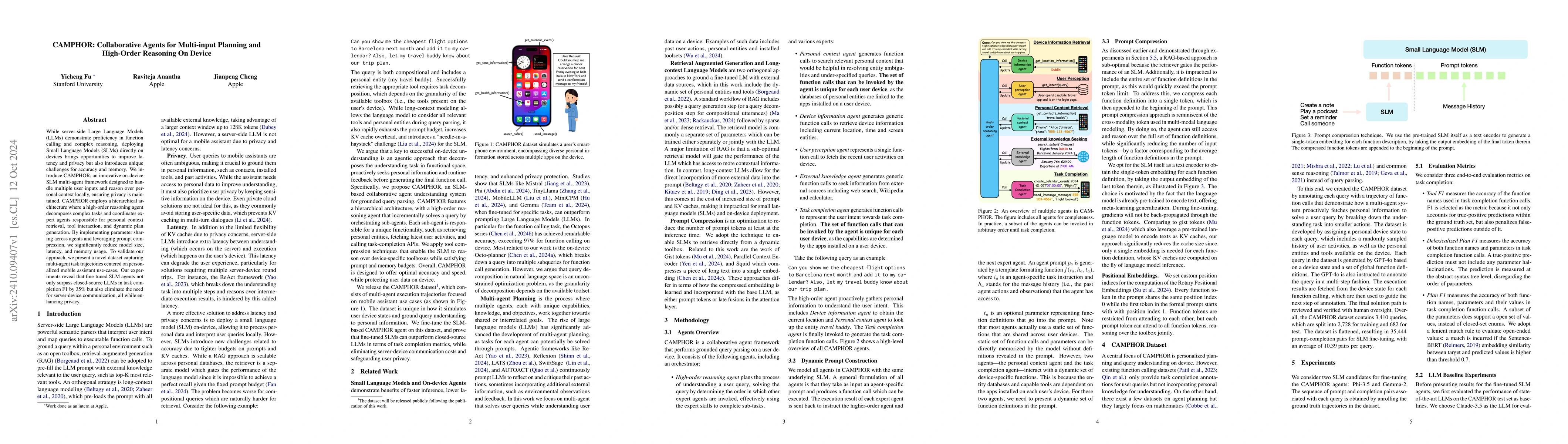 Thumbnail for CAMPHOR: Collaborative Agents for Multi-input Planning and High-Order
  Reasoning On Device