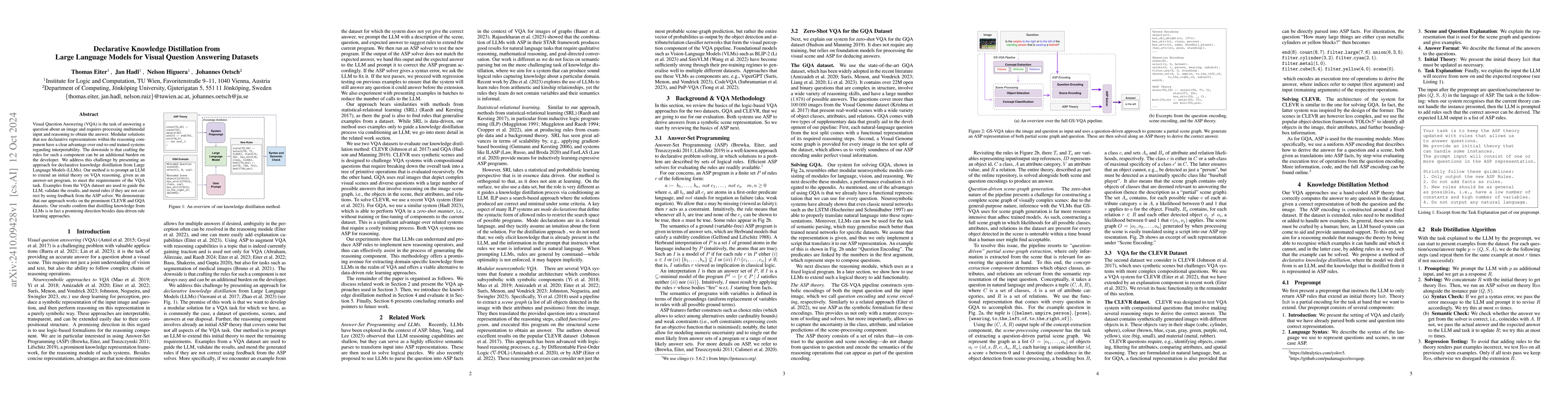 Thumbnail for Declarative Knowledge Distillation from Large Language Models for Visual
  Question Answering Datasets
