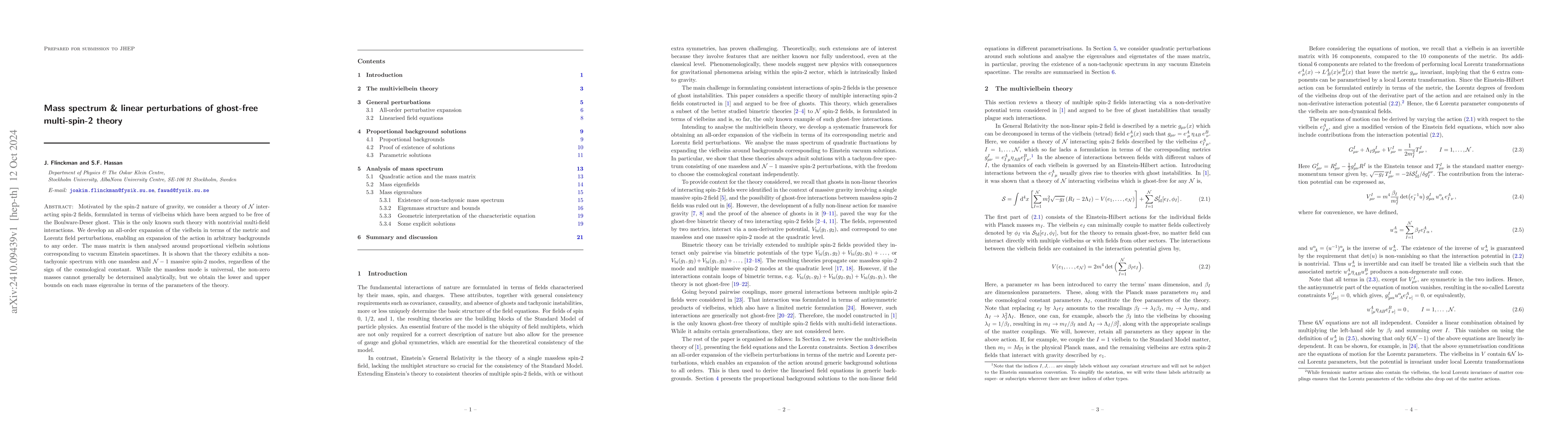 Thumbnail for Mass spectrum and linear perturbations of ghost-free multi-spin-2 theory