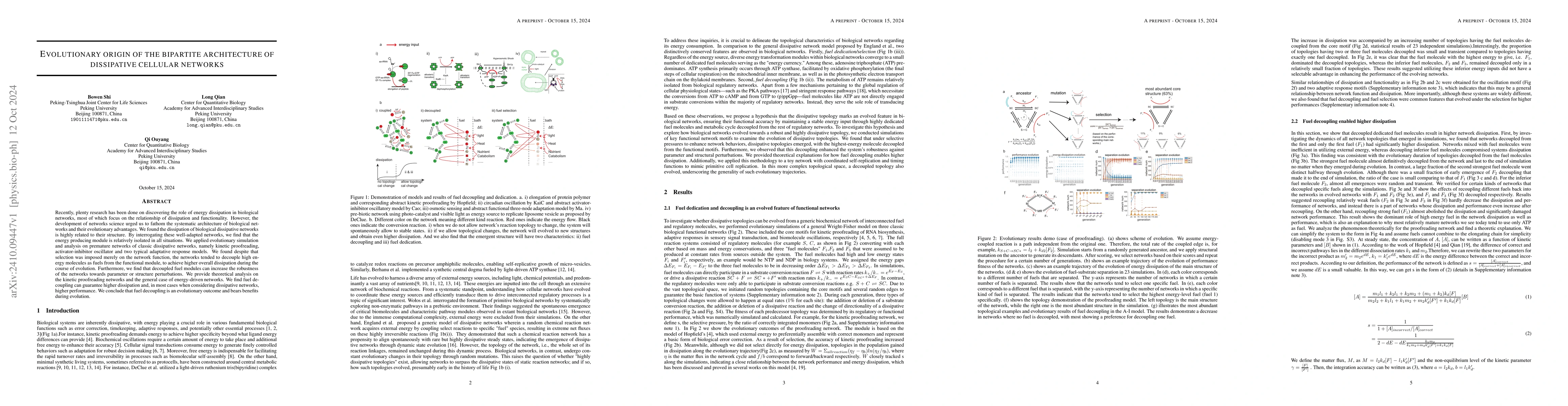 Thumbnail for Evolutionary origin of the bipartite architecture of dissipative
  cellular networks