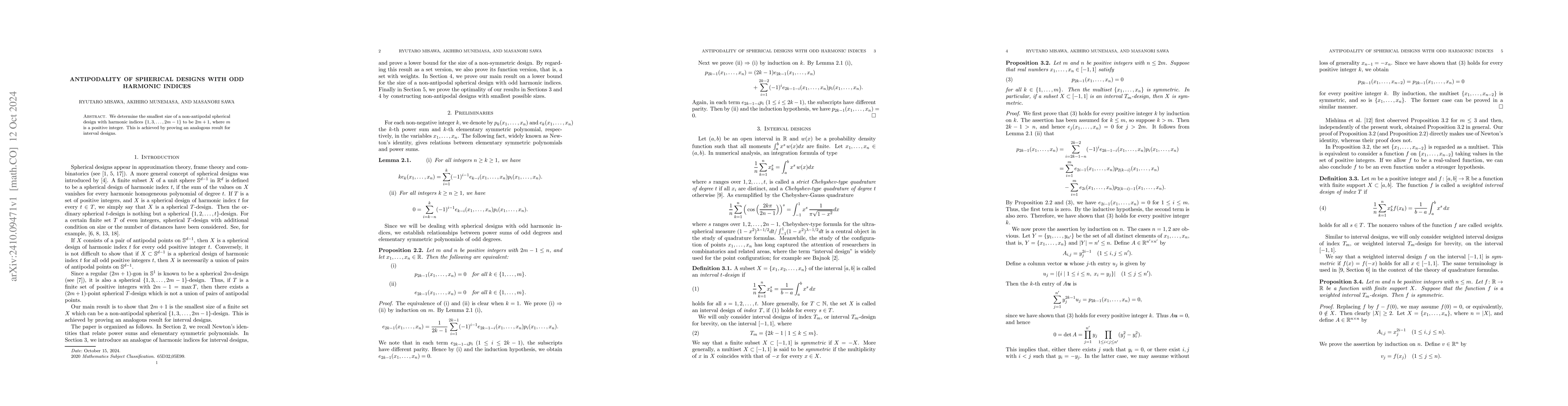 Thumbnail for Antipodality of spherical designs with odd harmonic indices