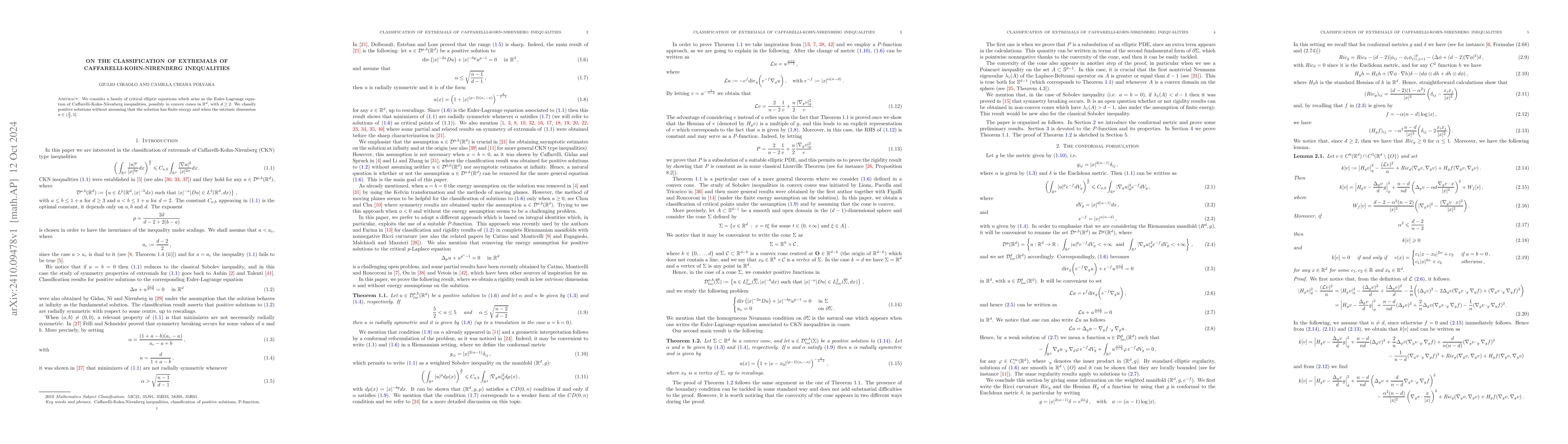 Thumbnail for On the classification of extremals of Caffarelli-Kohn-Nirenberg
  inequalities