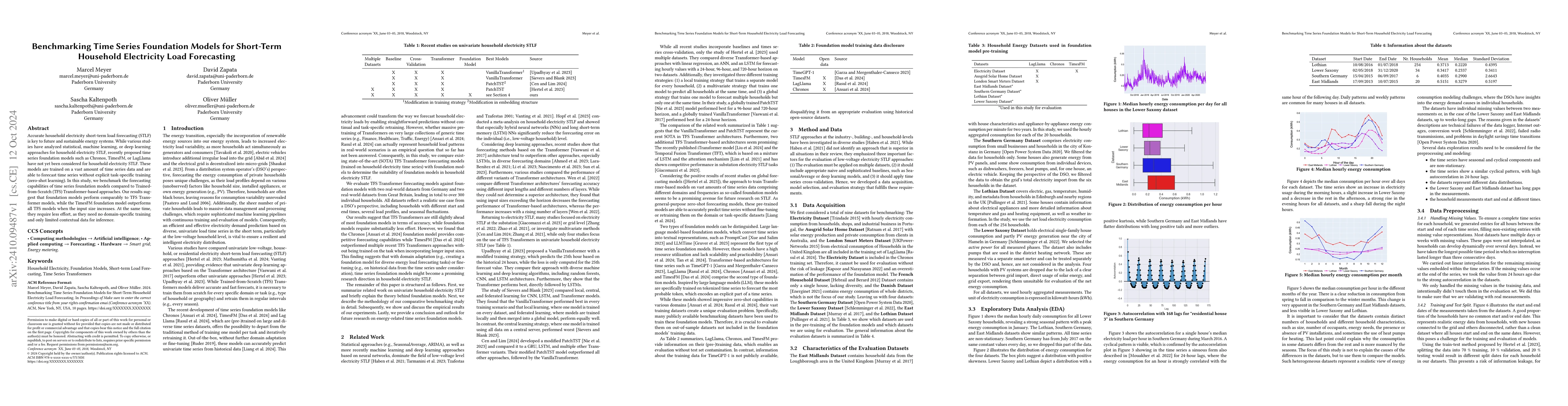 Thumbnail for Benchmarking Time Series Foundation Models for Short-Term Household
  Electricity Load Forecasting