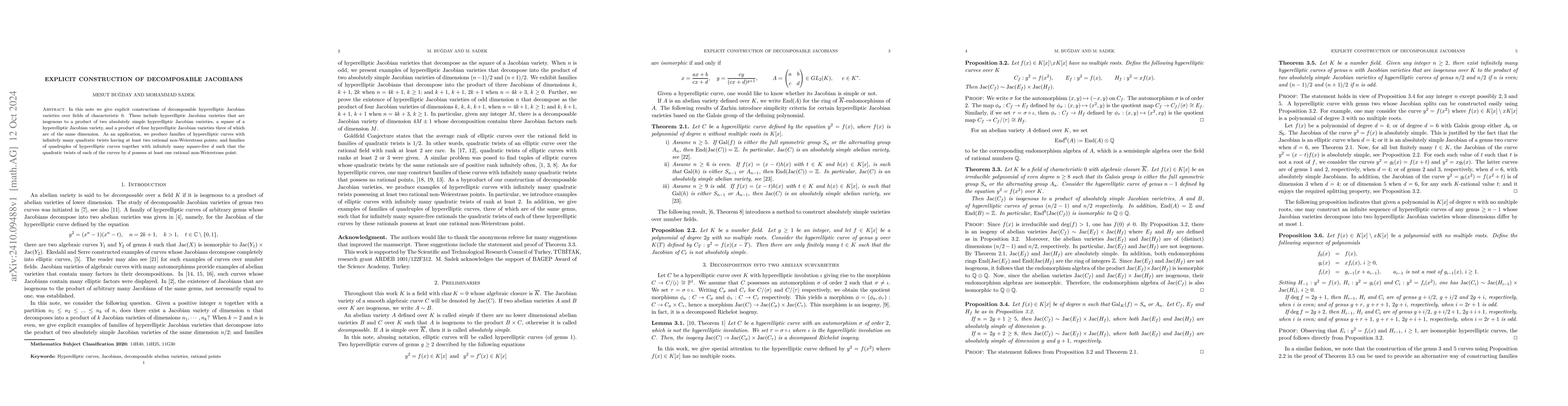 Thumbnail for Explicit construction of decomposable Jacobians