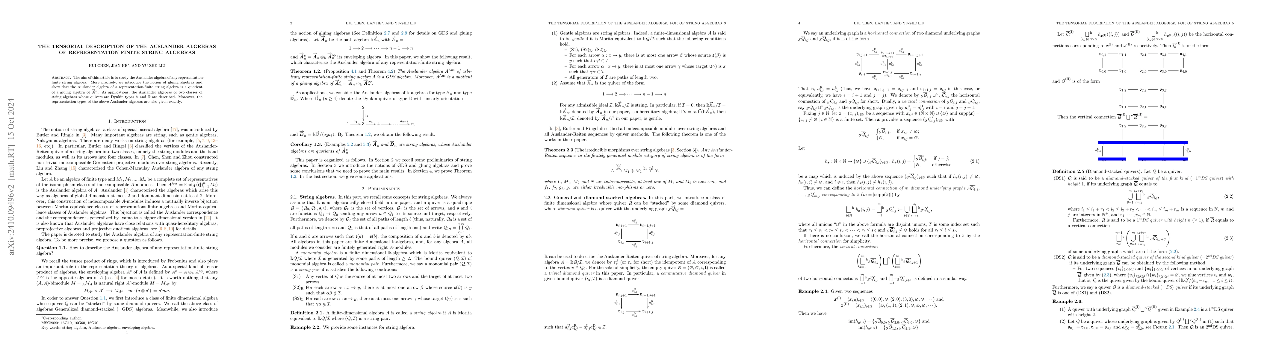 Thumbnail for The tensorial description of the Auslander algebras of
  representation-finite string algebras