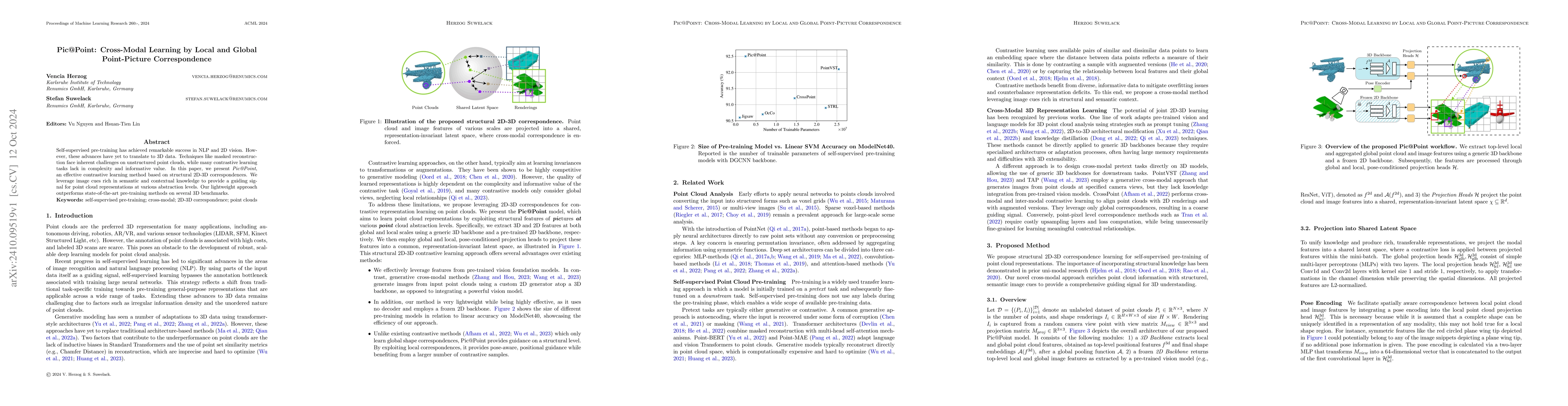 Thumbnail for Pic@Point: Cross-Modal Learning by Local and Global Point-Picture
  Correspondence