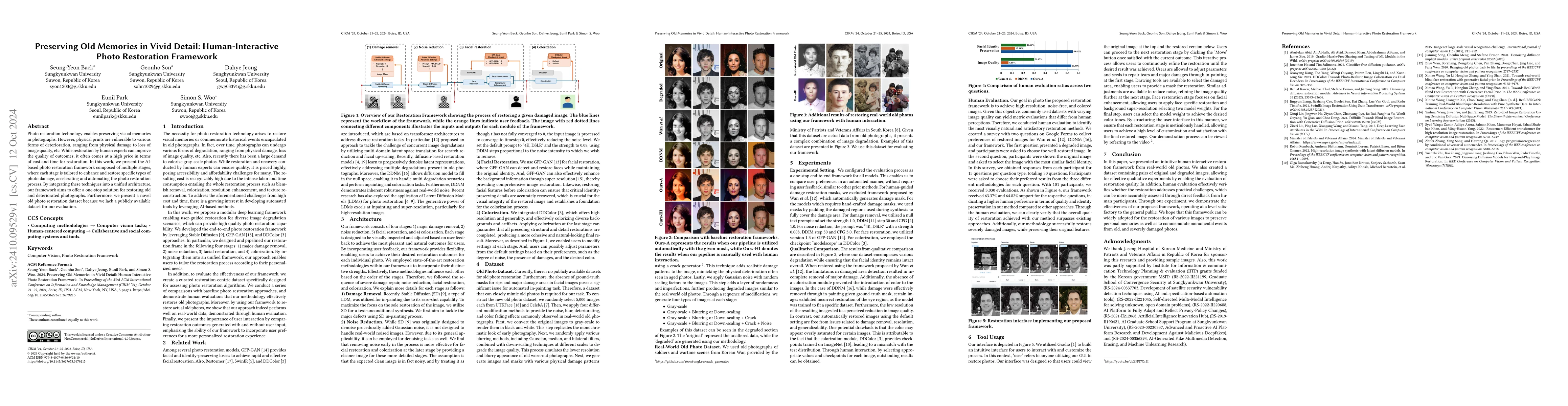 Thumbnail for Preserving Old Memories in Vivid Detail: Human-Interactive Photo
  Restoration Framework