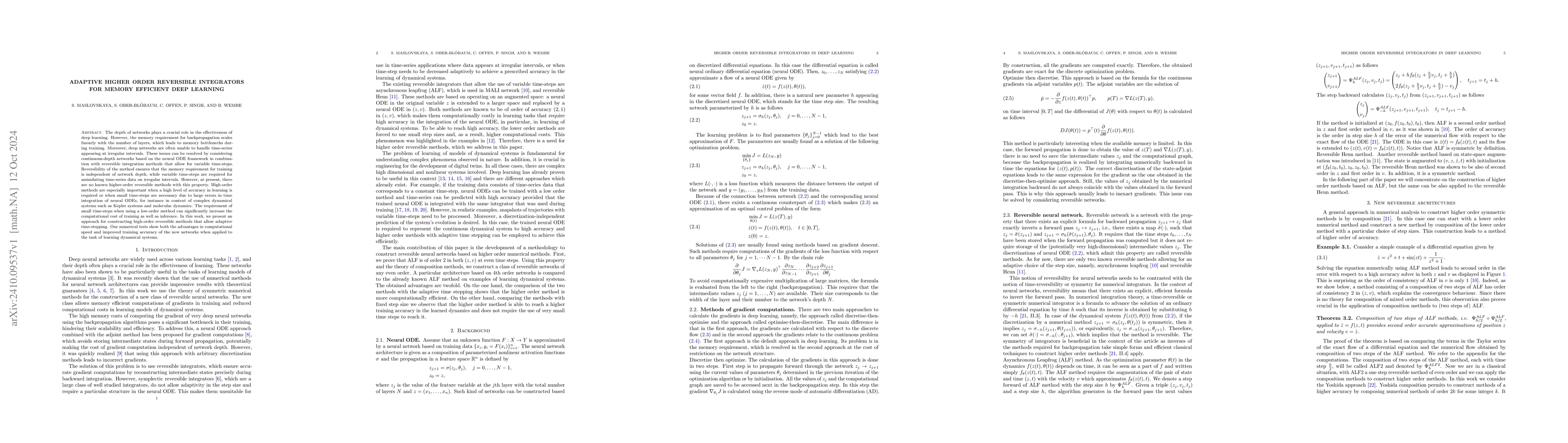 Thumbnail for Adaptive higher order reversible integrators for memory efficient deep
  learning