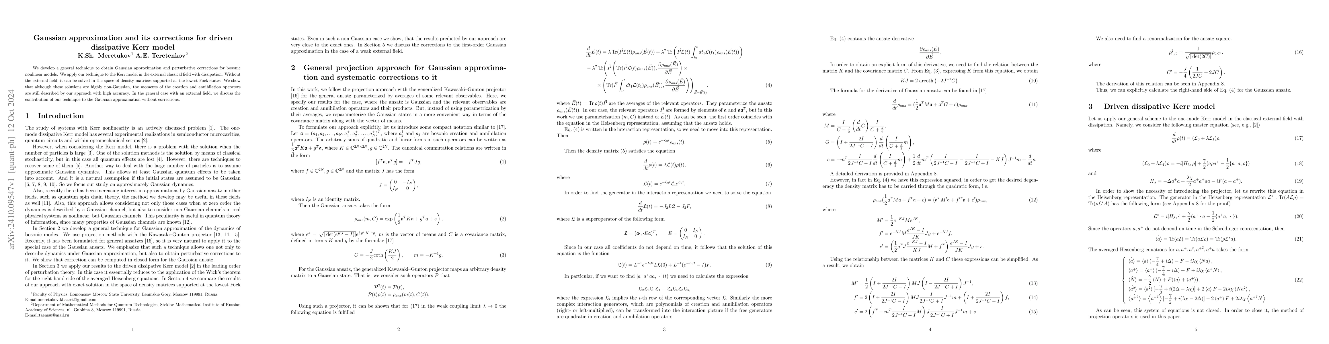 Thumbnail for Gaussian approximation and its corrections for driven dissipative Kerr
  model