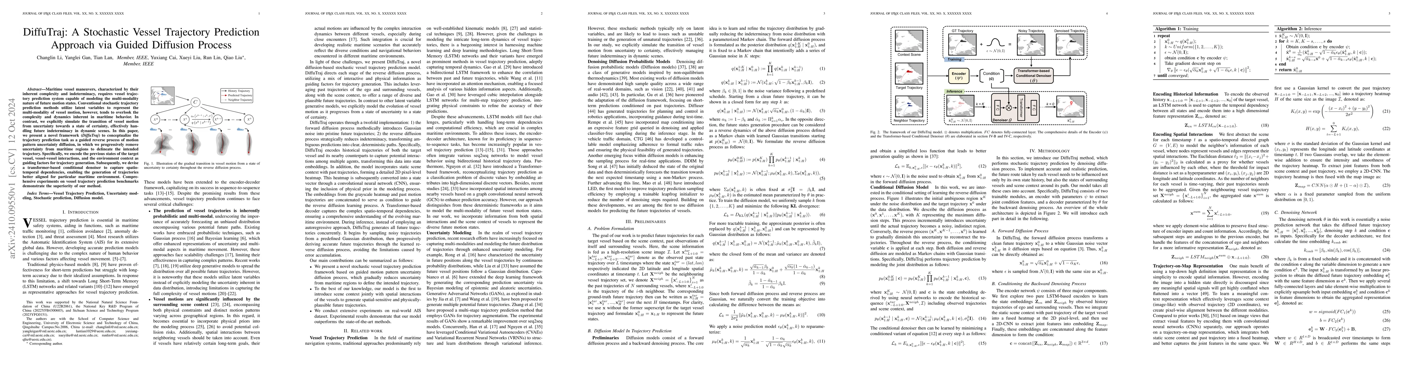 Thumbnail for DiffuTraj: A Stochastic Vessel Trajectory Prediction Approach via Guided
  Diffusion Process
