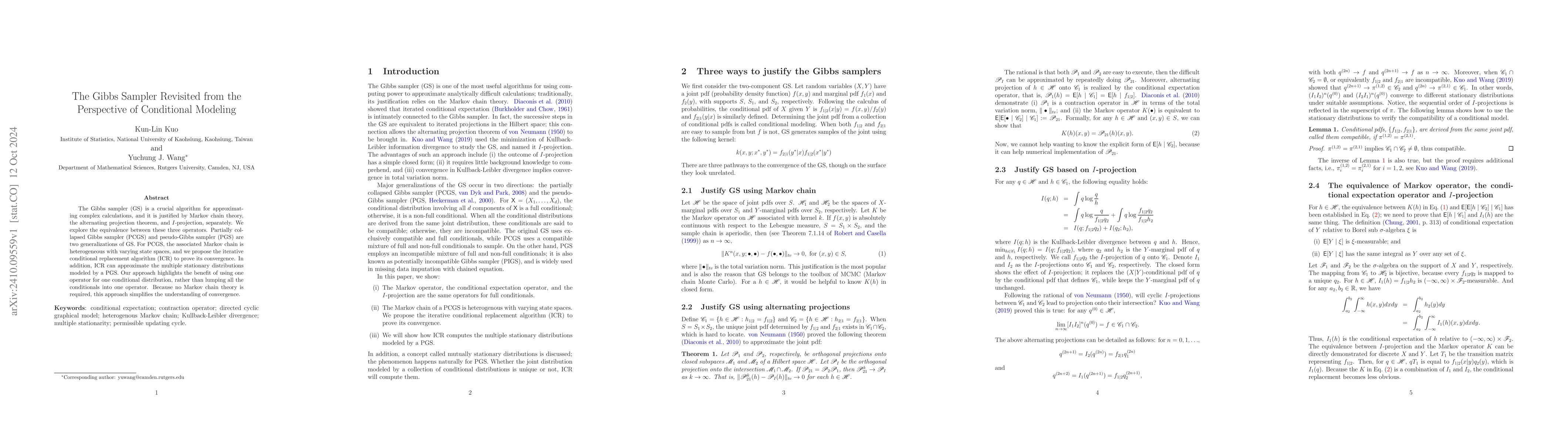 Thumbnail for The Gibbs sampler revisited from the perspective of conditional modeling