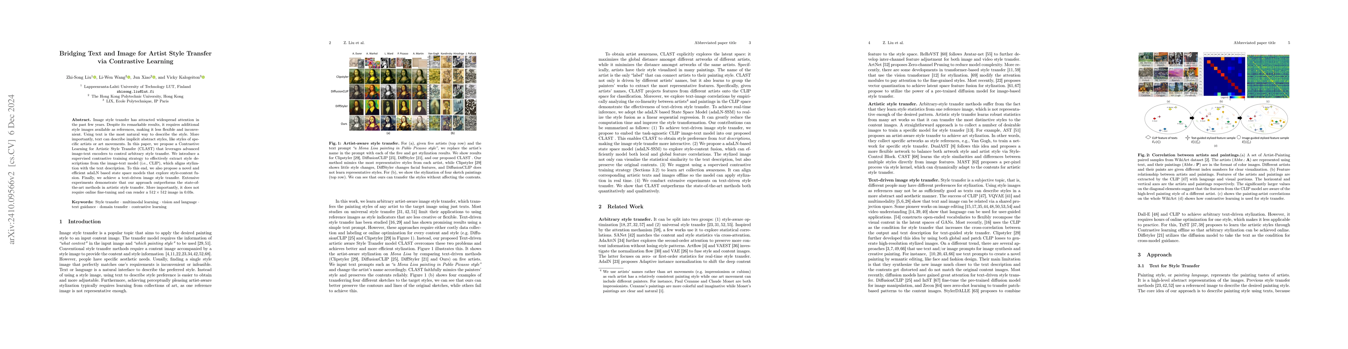Thumbnail for Bridging Text and Image for Artist Style Transfer via Contrastive
  Learning