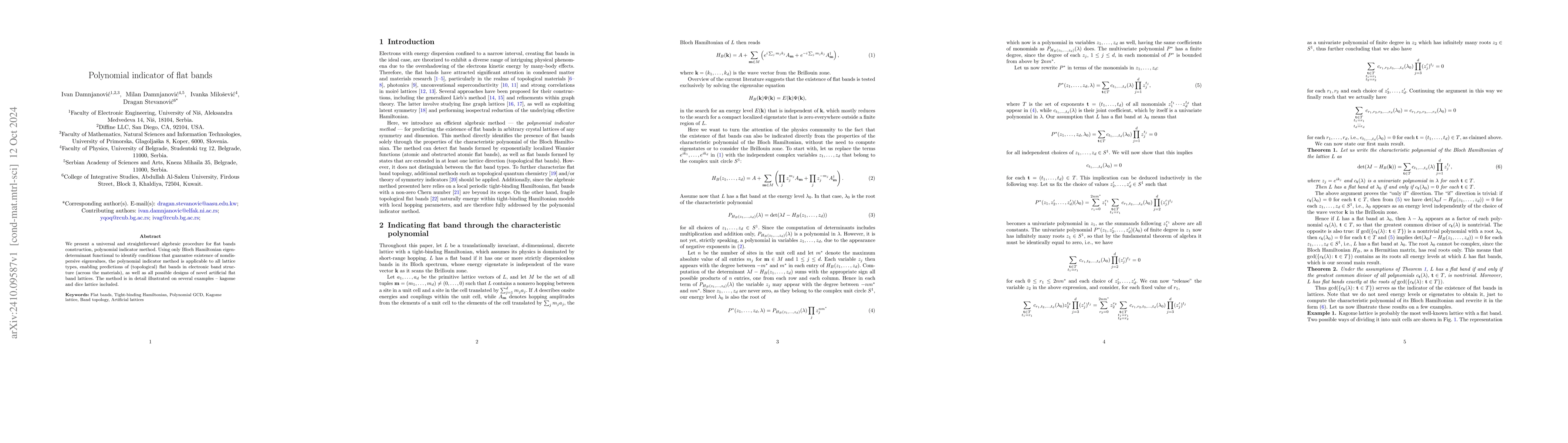 Thumbnail for Polynomial indicator of flat bands