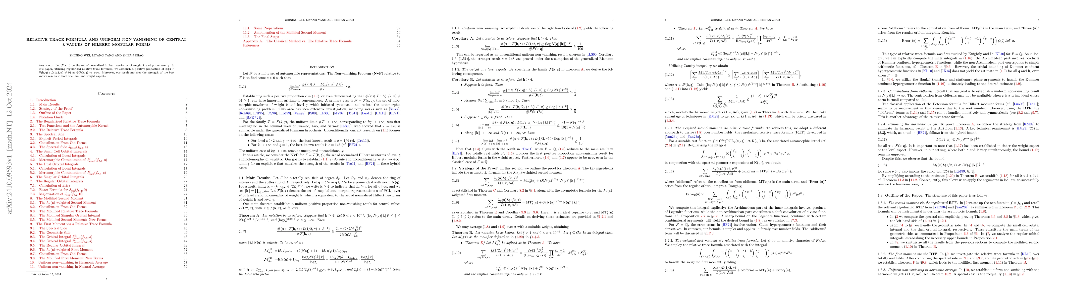 Thumbnail for Relative Trace Formula and Uniform non-vanishing of Central $L$-values
  of Hilbert Modular Forms