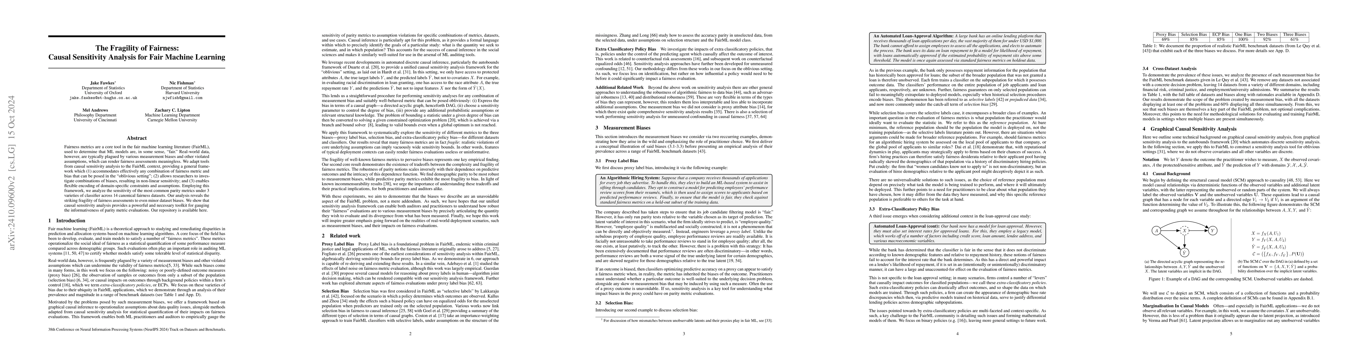 Thumbnail for The Fragility of Fairness: Causal Sensitivity Analysis for Fair Machine
  Learning