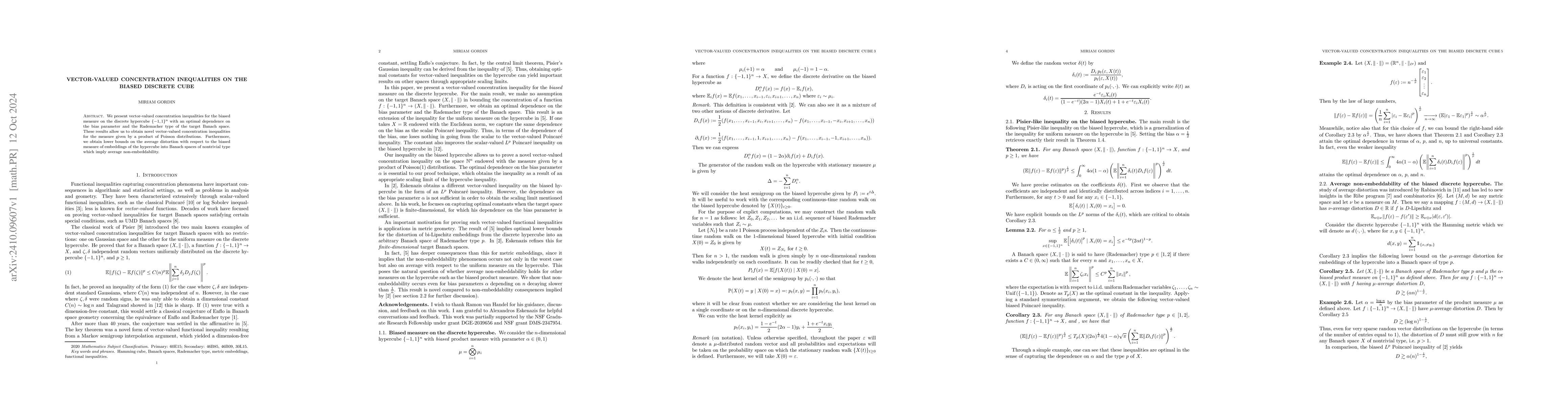 Thumbnail for Vector-valued concentration inequalities on the biased discrete cube