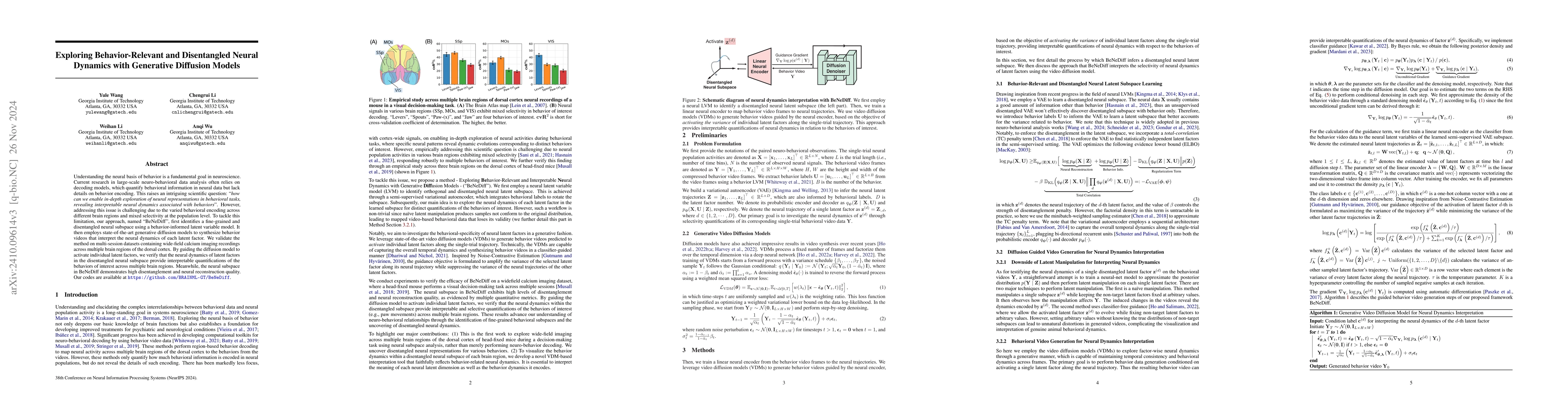 Thumbnail for Exploring Behavior-Relevant and Disentangled Neural Dynamics with
  Generative Diffusion Models