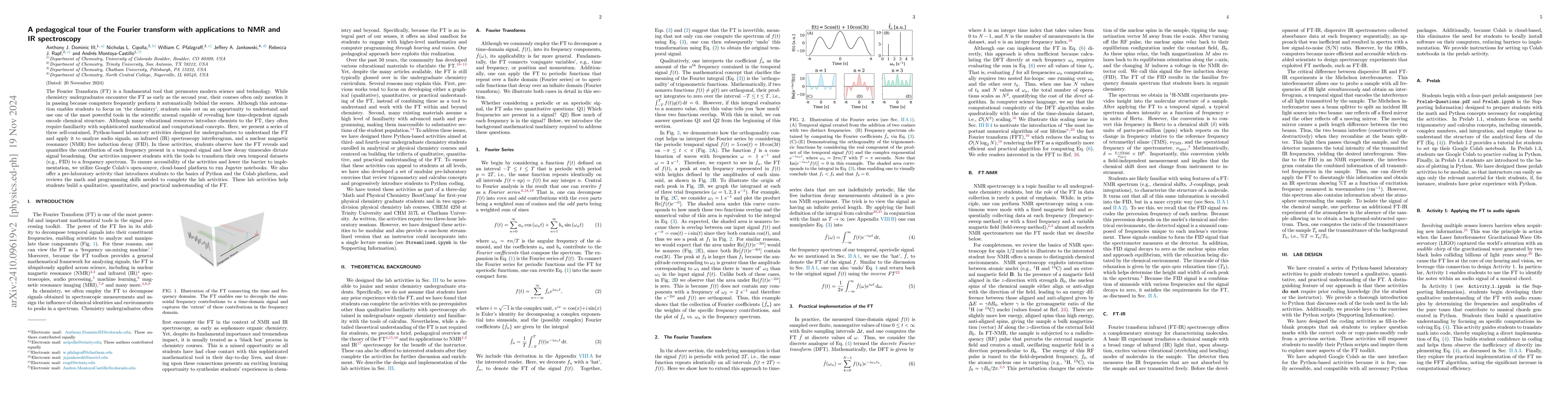 Thumbnail for A pedagogical tour of the Fourier transform with applications to NMR and
  IR spectroscopy