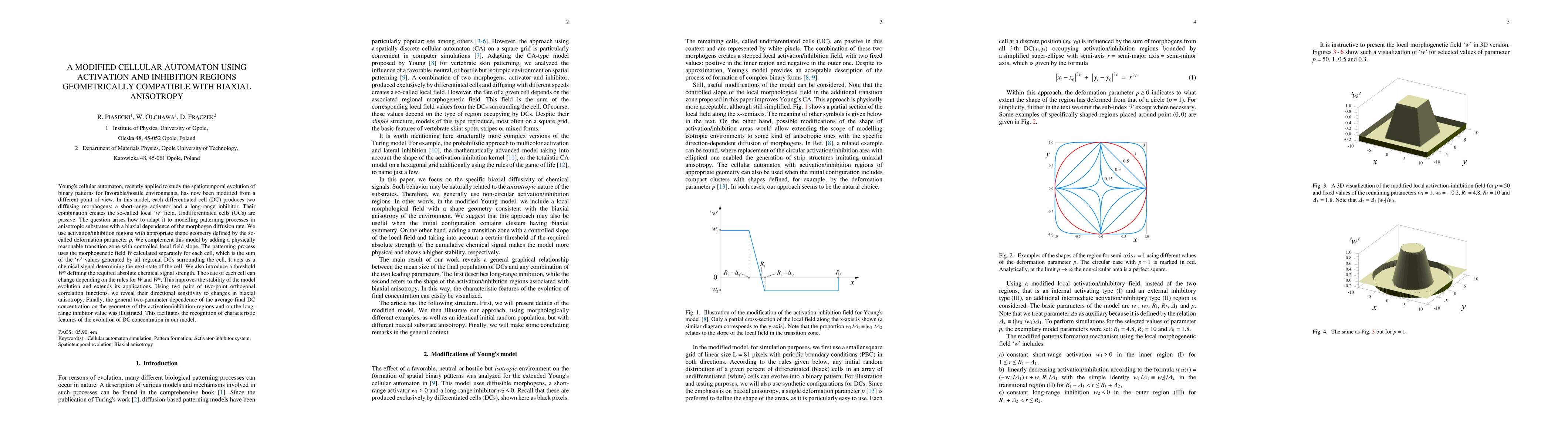 Thumbnail for A modified cellular automaton using activation and inhibition regions
  geometrically compatible with biaxial anisotropy