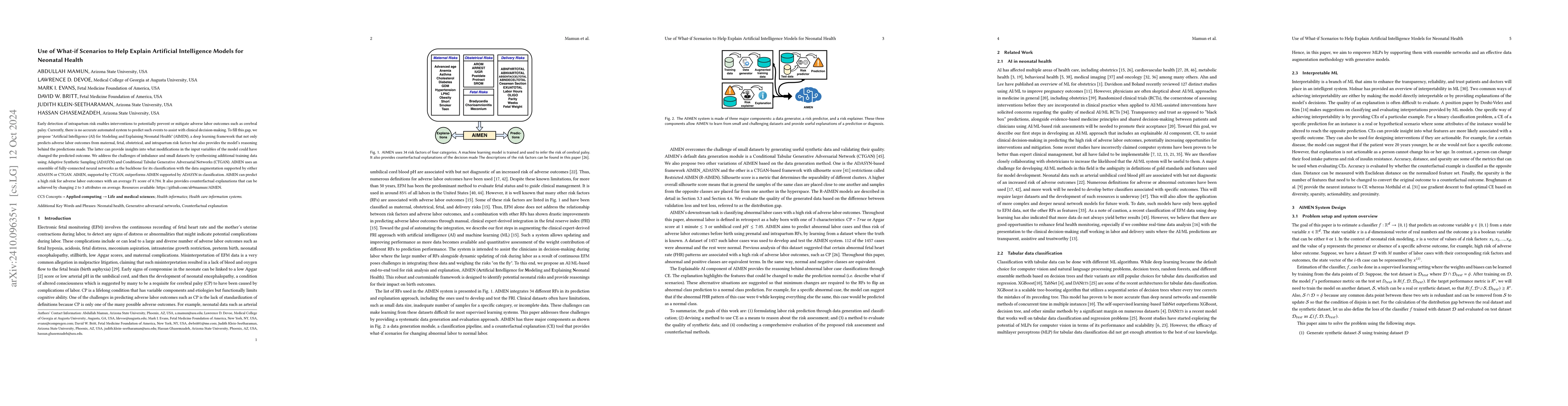 Thumbnail for Use of What-if Scenarios to Help Explain Artificial Intelligence Models
  for Neonatal Health