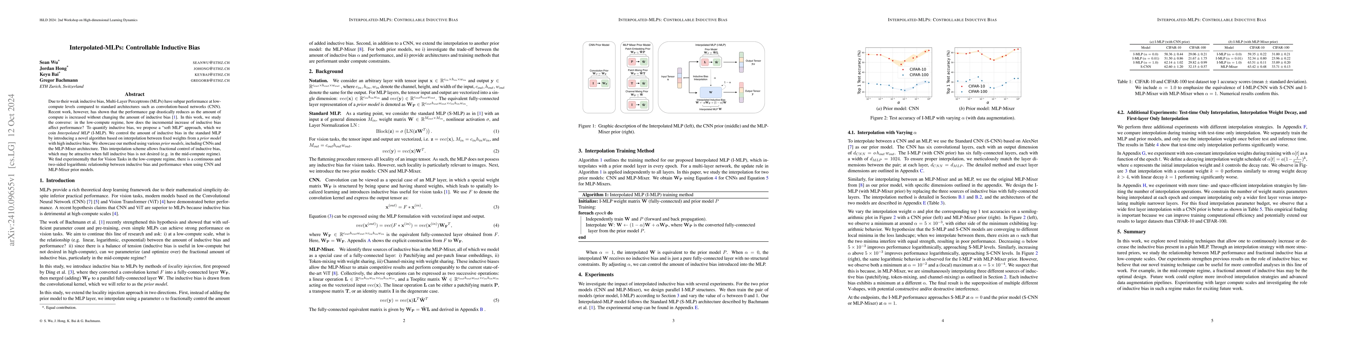 Thumbnail for Interpolated-MLPs: Controllable Inductive Bias