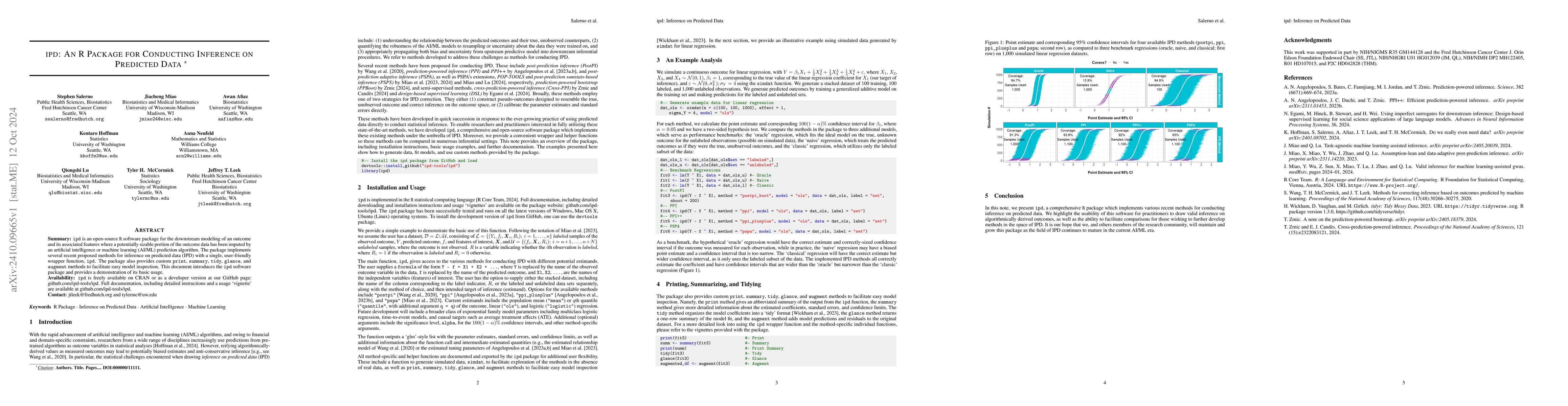 Thumbnail for ipd: An R Package for Conducting Inference on Predicted Data