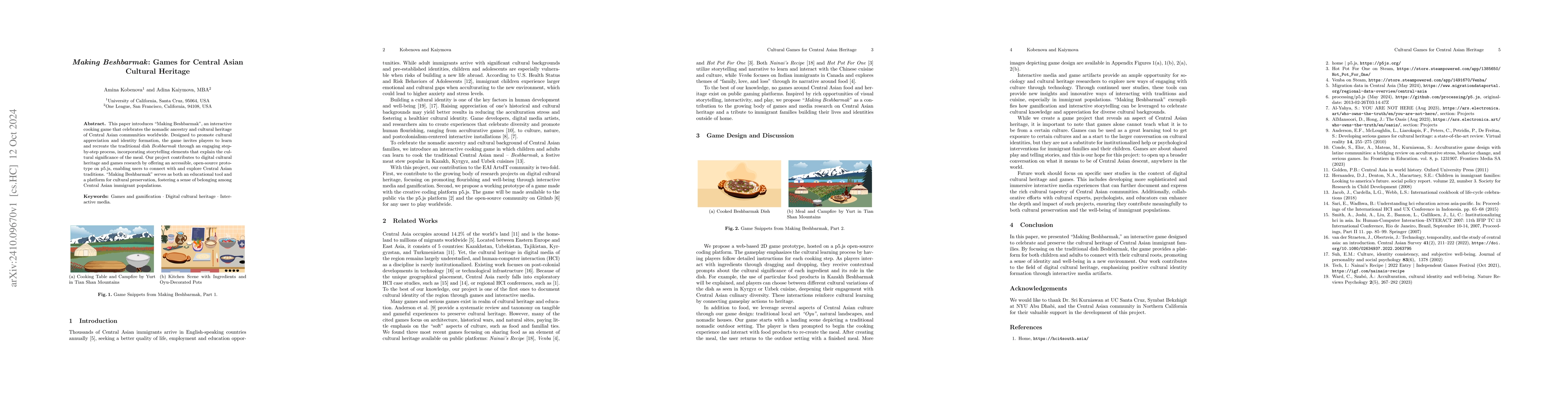 Thumbnail for Making Beshbarmak: Games for Central Asian Cultural Heritage
